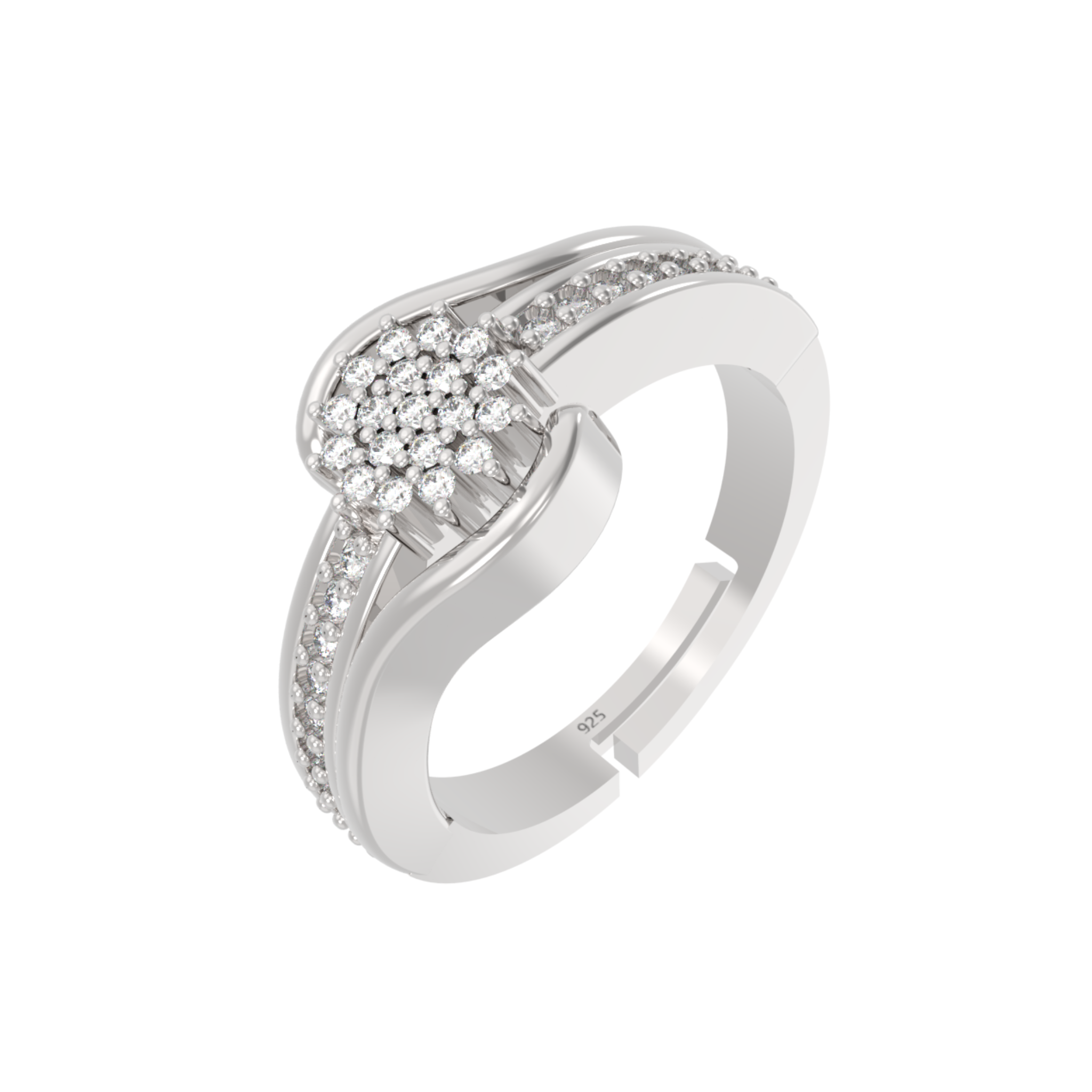 Radiant Round Cut Engagement Ring- Hallmarked 925 Sterling Silver White Gold
